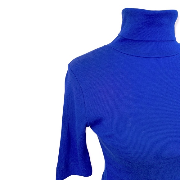 Mossimo | Modal Cotton Short Sleeve Rib Turtleneck Top Royal Blue Size XS - Picture 3 of 12